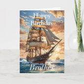 Segelschiff bei Dawn Happy Birthday Brother Karte (Vorderseite)