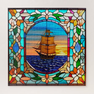 Segelschiff bei Sonnenuntergang Puzzle