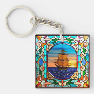 Segelschiff bei Sonnenuntergang Schlüsselanhänger