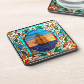 Segelschiff bei Sunset Getränkeuntersetzer (Linke Seite)