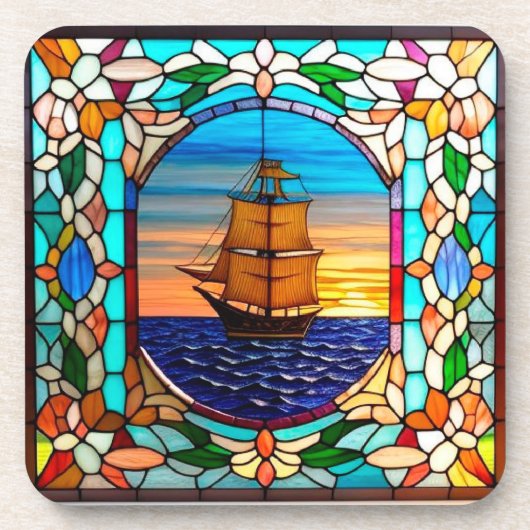 Segelschiff bei Sunset Getränkeuntersetzer (Vorderseite)