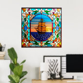 Segelschiff bei Sunset Poster (Heimbüro)
