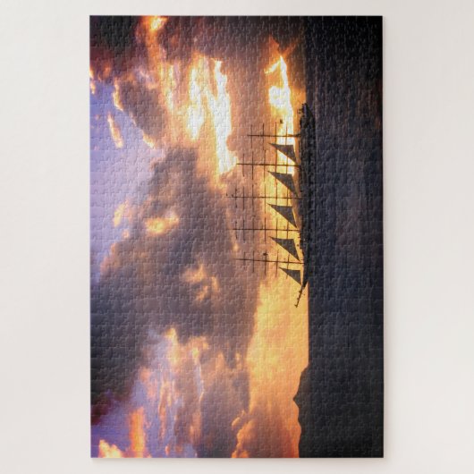 Segelschiff bei Sunset Puzzle (Vertikal)
