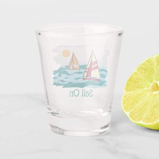 Segelschiff Design Shot Glass Schnapsglas (Rückseite)
