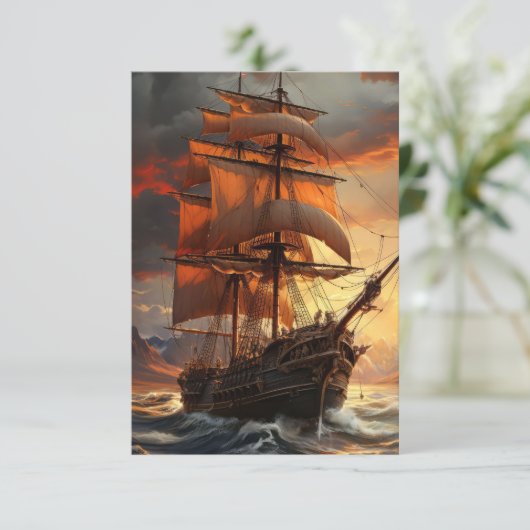 Segelschiff Einladung (Stehend Vorderseite)