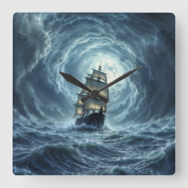 Segelschiff epischen Sturm dunkle Fantasie Dekorat Quadratische Wanduhr
