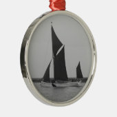 Segelschiff-Erinnerung Silbernes Ornament (Rechts)