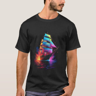 Segelschiff Farbige Kunstvolle T-Shirt