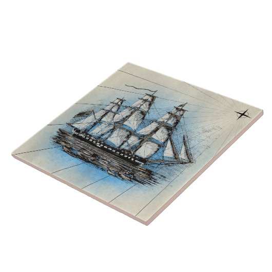 Segelschiff Fliese (Seite)