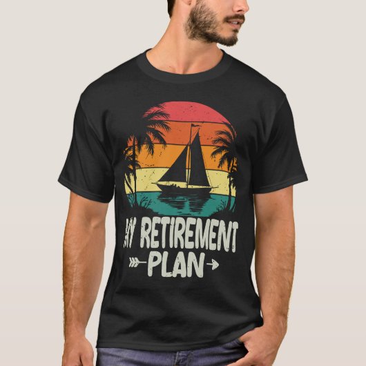 Segelschiff "Funny Booking Retirement" T-Shirt (Vorderseite)