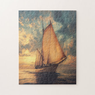 Segelschiff gegen Sonnenuntergang Puzzle