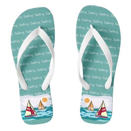 Segelschiff gepackte Text Design Flip Flops Badesandalen (Fußbett)