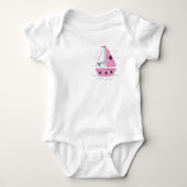 Segelschiff Girly Porthole Pink White Polka Dot Baby Strampler (Vorderseite)