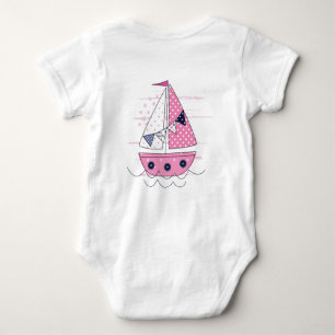 Segelschiff Girly Porthole Pink White Polka Dot Baby Strampler