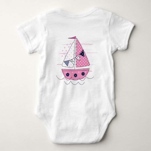 Segelschiff Girly Porthole Pink White Polka Dot Baby Strampler (Rückseite)