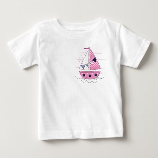 Segelschiff Girly Porthole Pink White Polka Dot Baby T-shirt (Vorderseite)