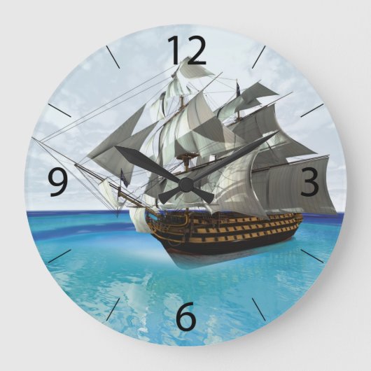 Segelschiff Große Wanduhr (Vorderseite)