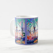 Segelschiff im Hafen mit unheimlichem Spaß Kaffeetasse (Vorderseite Links)