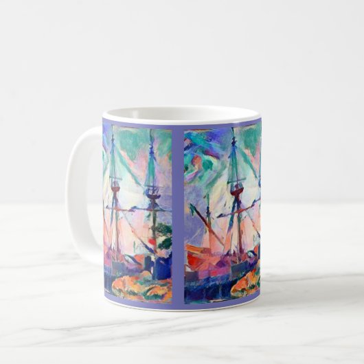 Segelschiff im Hafen mit unheimlichem Spaß Kaffeetasse (Vorderseite Links)