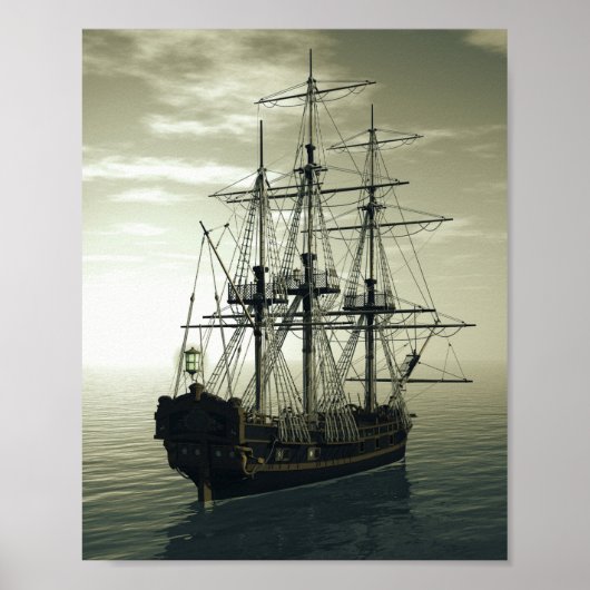Segelschiff im Meer Poster (Vorne)