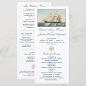 Segelschiff im nautischen Stil | Hochzeitsprogramm Programm (Vorne/Hinten)