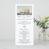 Segelschiff im nautischen Stil | Hochzeitsprogramm Programm (Stehend Vorderseite)