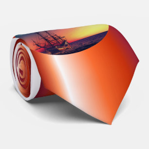 Segelschiff in den Sonnenuntergang Krawatte
