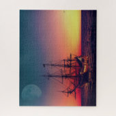 Segelschiff in den Sonnenuntergang Puzzle (Vertikal)