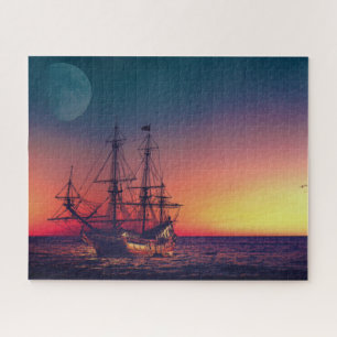 Segelschiff in den Sonnenuntergang Puzzle