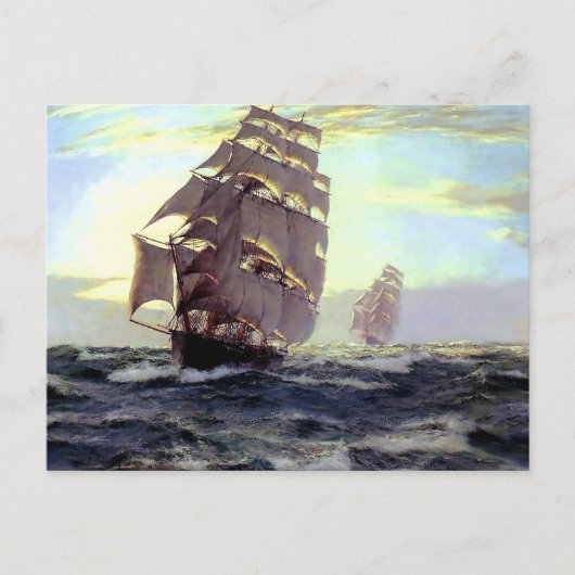 Segelschiff in der Meeresmalerei Postkarte (Vorderseite)