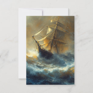Segelschiff in einem Sturm Gemälde Dankeskarte