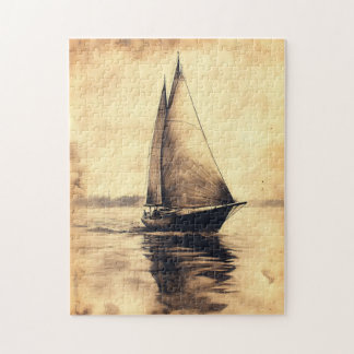 Segelschiff in Holzkohle auf Pergament Puzzle