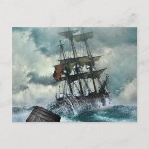 Postkarte Segelschiff Wal Unter dem Meer 