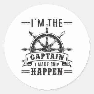 Segelschiff Kapitän Sailor Funny Geschenk Idee Runder Aufkleber
