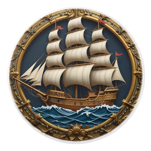 Segelschiff keramikknauf (Vorderseite)