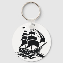 Segelschiff mit Schatten - Vintage-Ozean-Illustrat Schlüsselanhänger