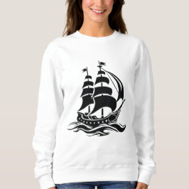 Segelschiff mit Schatten - Vintage-Ozean-Illustrat Sweatshirt