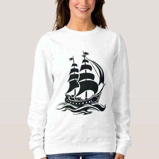 Segelschiff mit Schatten - Vintage-Ozean-Illustrat Sweatshirt (Vorderseite)