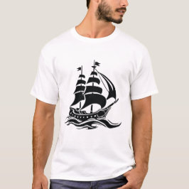 Segelschiff mit Schatten - Vintage-Ozean-Illustrat T-Shirt