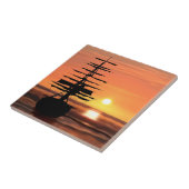 Segelschiff mit Sonnenaufgang Fliese (Seite)