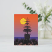 Segelschiff mit Sonnenaufgang Postkarte (Stehend Vorderseite)