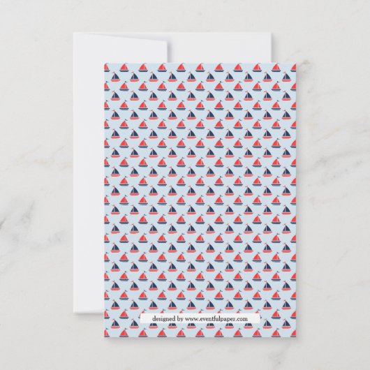 Segelschiff Muster - 3x5 Kinderdusche Einladung (Rückseite)