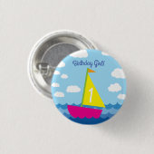 Segelschiff Niedlich Boy Kid's Geburtstagsparty Button (Vorne & Hinten)