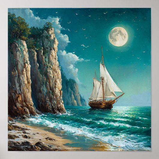 Segelschiff Ocean Classic Seascape Maritime Poster (Vorne)