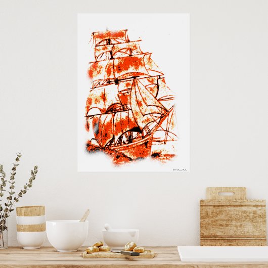 Segelschiff Print Poster (Küche)
