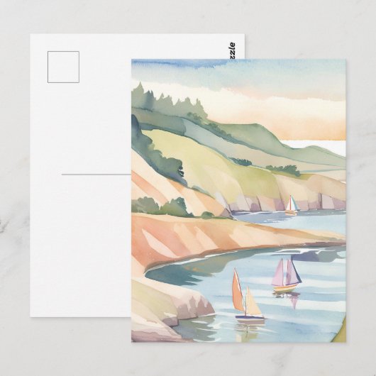 Segelschiff | Rhode Island Postkarte (Vorne/Hinten)