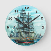 Segelschiff Runde Wanduhr (Vorderseite)