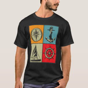 Segelschiff Sailboat Anchor Boot Compass Rudder T-Shirt