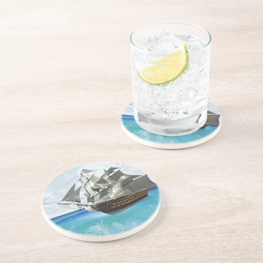 Segelschiff Sandstein Untersetzer (Seite)