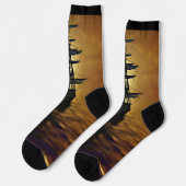 Segelschiff Sunset Seas & Orange Sky Socks Socken (Linkes Detail)
